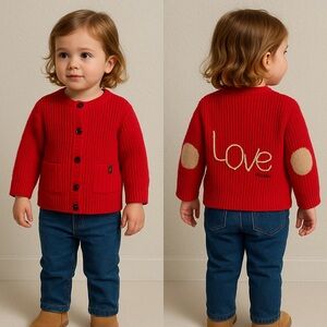 Moimoln Cardigan with Love Embroidery